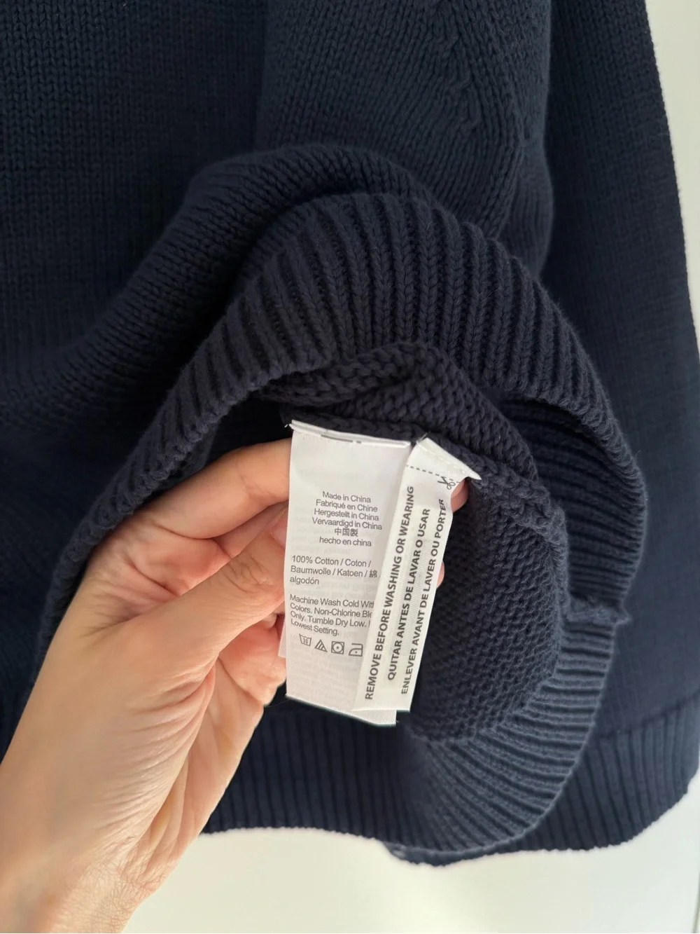 NWOT J. Crew Navy Cotton Wide Crew Neck Wide Sleeve Loose Sweater Size Medium